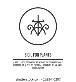 Sigil for keeping plants safe from harm. A stylized image of a magic symbol. Can be used in graphic design or tattoo as well as logo. Stock vector.