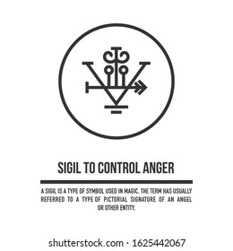 Sigil for letting go of and controlling anger. A stylized image of a magic symbol. Can be used in graphic design or tattoo as well as logo. Stock vector.