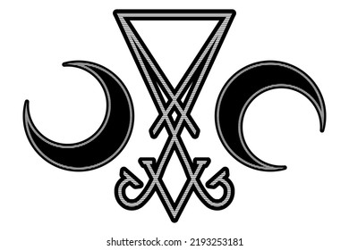 Sigil of Lucifer icon, sticker or t-shirt print design illustration in Gothic style isolated on white background. Vector EPS 10