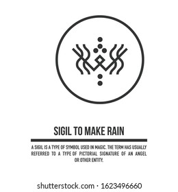 Sigil to make it rain. A stylized image of a magic symbol. Can be used in graphic design or tattoo as well as logo. Stock vector.