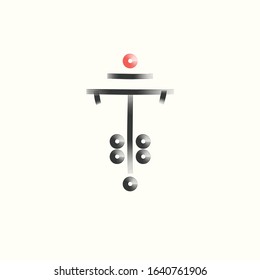 Sigil. Poster. Based on the ancient Chinese art of handwritten images of hieroglyphs. Sacral geometry. Abstract symbol. Use it in tattoo art, logos, badges, icons.