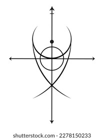 Sigil of Protection. Divinos Amuletos Mágicos. Geometría sagrada, símbolo religioso. Se puede usar como tatuaje, logos e impresiones, dirección de la fortuna. Icono del vector aislado en fondo blanco