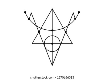 Sigil of Protection. Magical Amulets. Can be used as tattoo, logos and prints. Wiccan occult symbol, sacred geometry, vector isolated on white background 