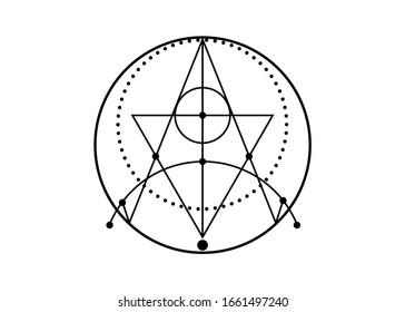 Sigil of Protection. Magical Amulets. Can be used as tattoo, logos and prints. Wiccan occult symbol, sacred geometry, vector isolated on white background 