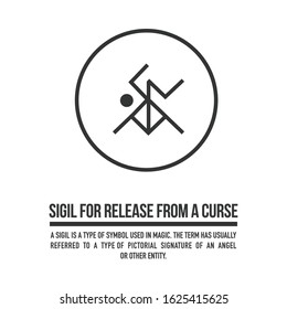 Sigil for release from a curse. A stylized image of a magic symbol. Can be used in graphic design or tattoo as well as logo. Stock vector.