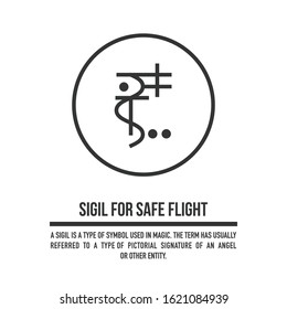 Sigil for safe flight. A stylized image of a magic symbol. Can be used in graphic design or tattoo as well as logo. Stock vector.