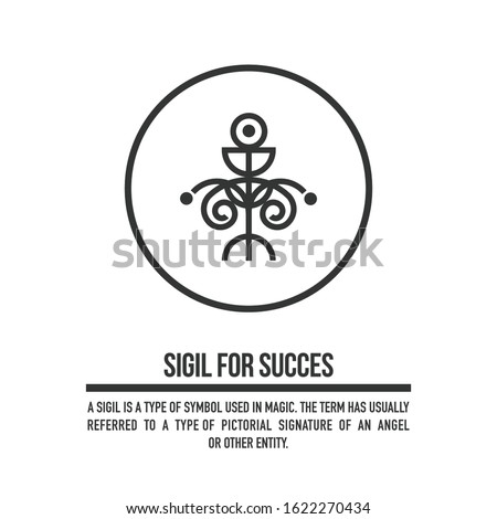 Sigil for succes. A stylized image of a magic symbol. Can be used in graphic design or tattoo as well as logo. Stock vector.