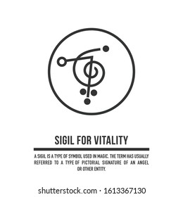 Sigilia por la vitalidad. Una imagen estilizada de un símbolo mágico. Se puede utilizar en diseño gráfico o tatuaje así como en logotipo. Vector de material.