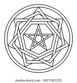 Sigillum Dei, Seal of God, or Seal of Truth. Basic geometric structure of the symbol of the Living God, as it was described in 14th-century book Liber Juratus, attributed to Honorius, son of Euclid.