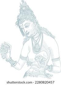 Sigiri Apsara, also known as Sigiriya Frescoes, are wall art and colourful paintings found inside a picture gallery in the Sigiriya Rock. The images depict ladies in various postures with some carryin