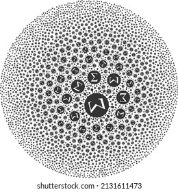 Sigma coronavirus icons are grouped into ball group. Sigma coronavirus icon round mosaic. Abstraction round globula mosaic designed with Sigma coronavirus symbols.