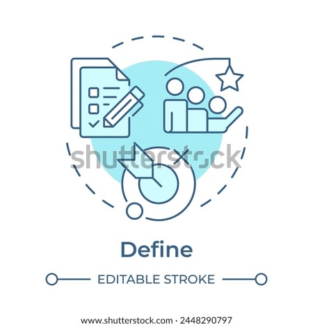 Sigma define soft blue concept icon. Quality management. Customer service, user experience. Round shape line illustration. Abstract idea. Graphic design. Easy to use in infographic, article