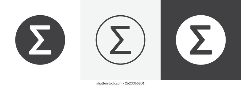Sigma flat and liner vector icons set