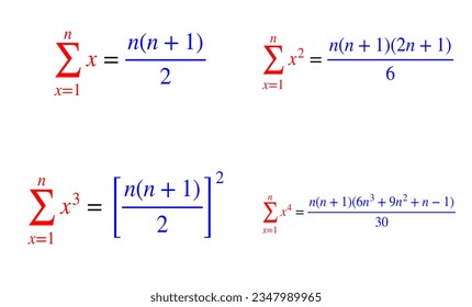 Sigma formulas, summation equations mathematical vector illustration infographics for various education projects 