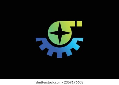 Sigma and gear trendy vector logo design