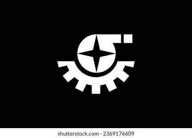 Diseño del logotipo del vector de moda de Sigma y engranajes