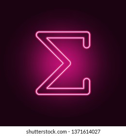Sigma greek letter icon. Elements of Web in neon style icons. Simple icon for websites, web design, mobile app, info graphics