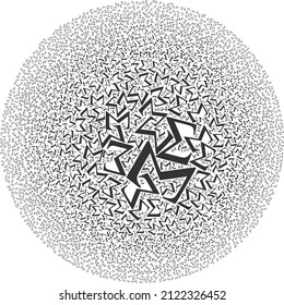 Sigma Greek letter items are composed into spheric collection. Sigma Greek letter icon spheric mosaic. Abstraction spheric bubble collage organized with Sigma Greek letter items.