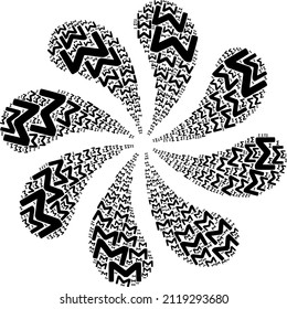 Sigma Greek symbol icon twirl abstract turbine fireworks composition. Turbine cycle combined using scattered Sigma Greek symbol symbols.