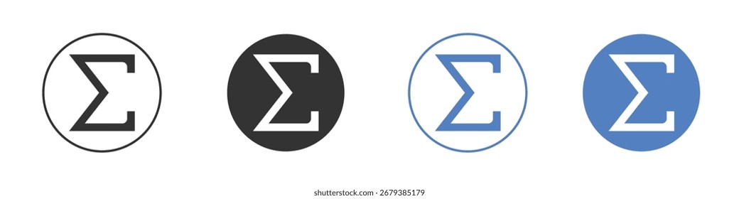 Sigma icon collection for app in black and blue colors