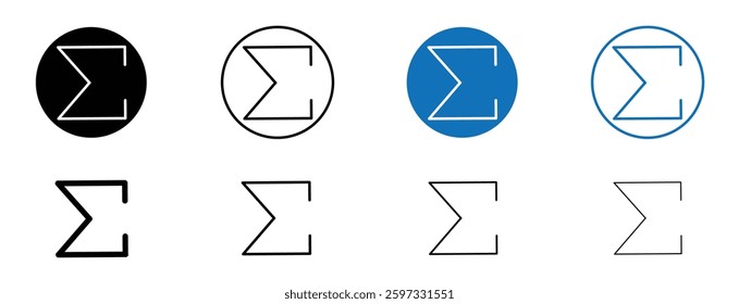 Sigma icon set in black and blue colors on white background