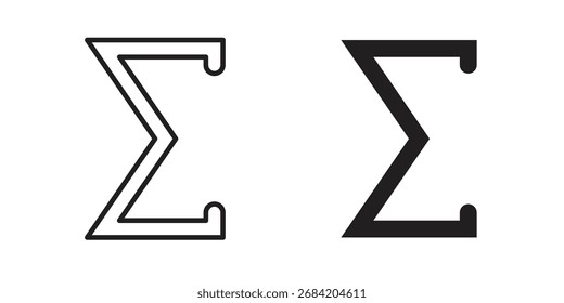 Sigma icon for web designs. outline and clipart icons set