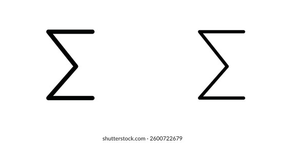 Sigma icons set for apps and web ui designs. simple isolated graphics.