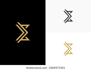 Sigma Logo vector line with gold color design template