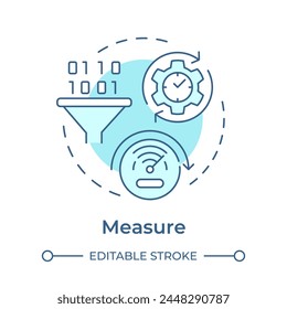 Sigma measure soft blue concept icon. Business control, quality management. Data driven. Round shape line illustration. Abstract idea. Graphic design. Easy to use in infographic, article