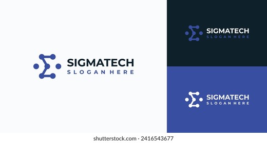 Sigma point connection vector logo design.