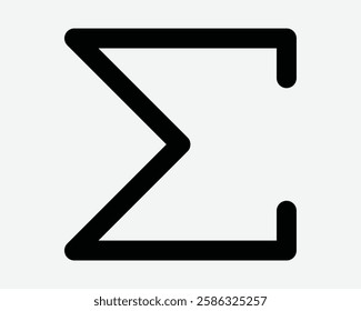 Sigma Shape Outline Line Math Greek Alphabet Number Numeral Mathematics Equation Icon Black White Symbol Sign Graphic Illustration Vector