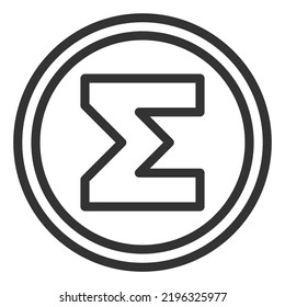 Sigma, sum in a round sign - icon, illustration on white background, outline style