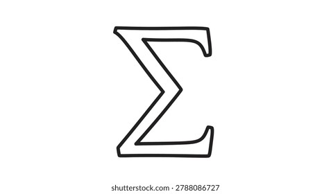 Sigma symbol black line drawing on a white background