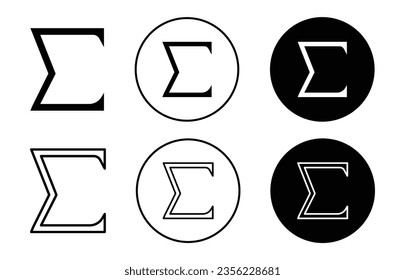 sigma symbol greek letter sigma vector symbol in black filled and outlined style.