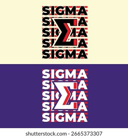 Sigma Typografie Graphic Repeated Text Modernes Minimal T-Shirt Design