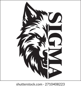 Sigma cara de lobo en blanco y negro