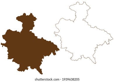 Sigmaringen district (Federal Republic of Germany, rural district, Baden-Wurttemberg State) map vector illustration, scribble sketch Sigmaringen map