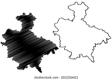 Sigmaringen district (Federal Republic of Germany, rural district, Baden-Wurttemberg State) map vector illustration, scribble sketch Sigmaringen map