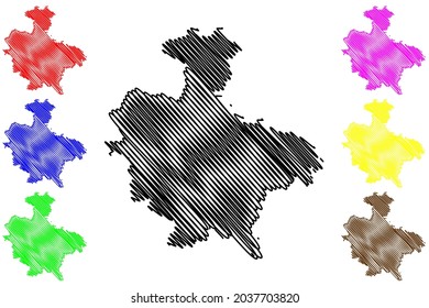 Sigmaringen district (Federal Republic of Germany, rural district, Baden-Wurttemberg State) map vector illustration, scribble sketch Sigmaringen map