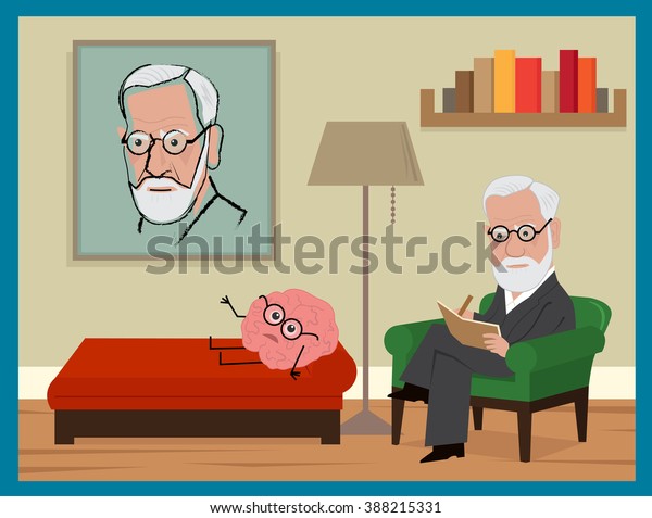 Sigmund Freud Cartoon Freud Sitting On Stock Vector Royalty Free