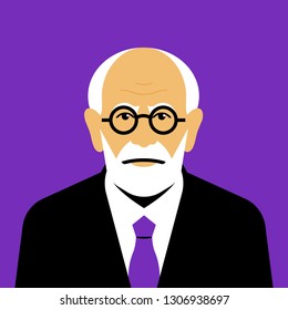 Sigmund Freud. Editorial Vector Portrait.