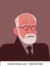 Ilustración plana vector Sigmund Freud