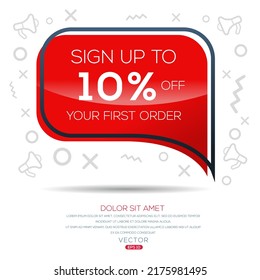 Sign up to 10% off your first order, Vector illustration.