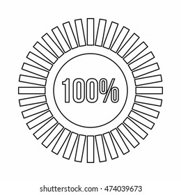 Sign 100 download icon in outline style isolated on white background. Loading symbol
