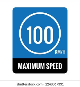 sign 100 kmh Isolated Road Maximum Speed limit  sign icon on white background vector illustration.