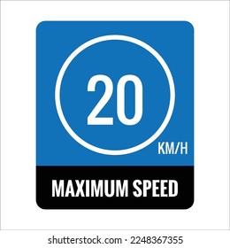 signo 20 kmh Isolated Road Maximum Speed limit (Icono de signo del límite de velocidad máxima de la carretera aislada) en la ilustración del vector de fondo blanco.