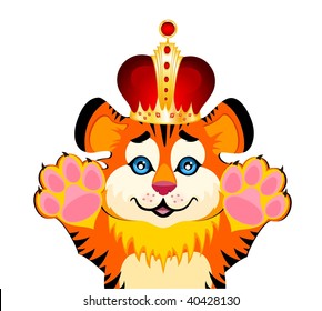 sign 2010 years is a beautiful little tiger in a crown