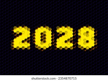 Unterschreiben des Jahres 2028 mit hex Pixelraster. Neujahrszahl oder Ziffern für Feiertage, auch mit Weihnachtskarte oder Kalender.