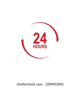 sign of 24 clock arrow hours logo vector icon illustration design