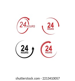 signo de 24 horas de flecha de reloj logotipo icono de icono de vectores diseño